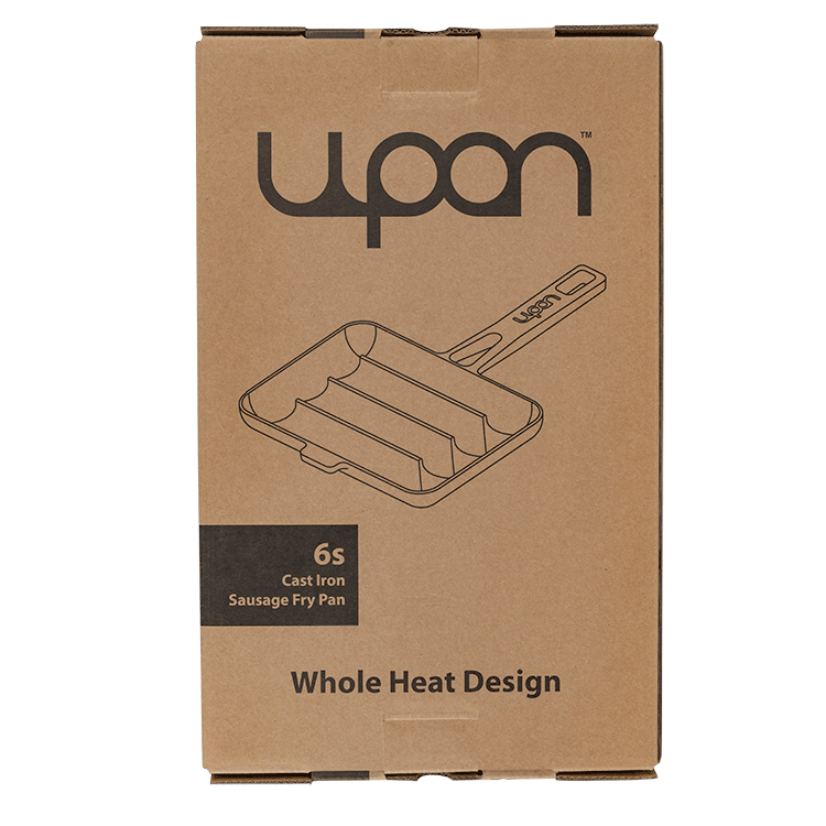UPAN The Cast Iron Sausage Pan - Pre Seasoned Square Grill Pan for Kitchen  and Outdoor Use.